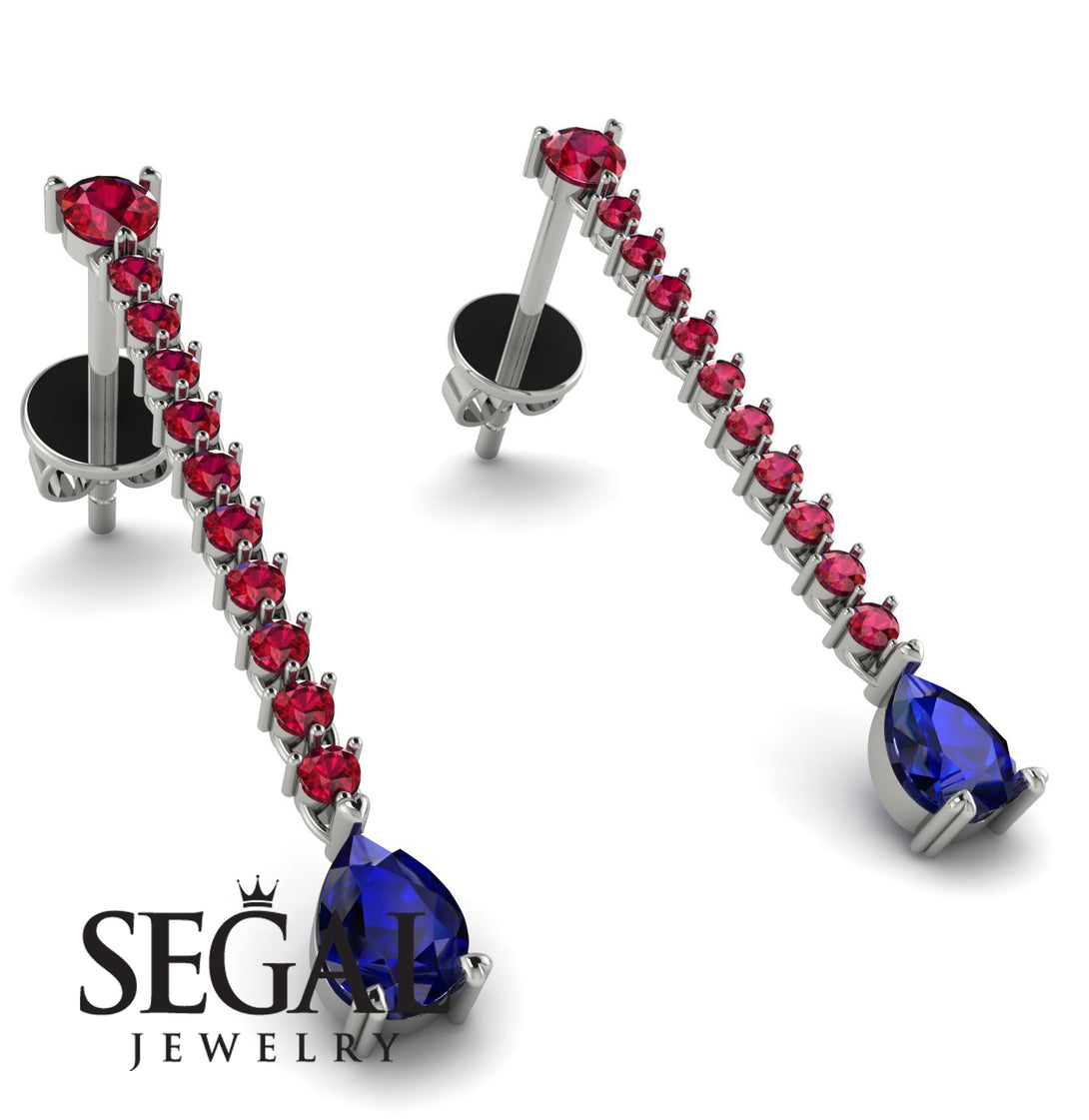 Hanging Oval Sapphire Earrings - Tatiana No. 72
