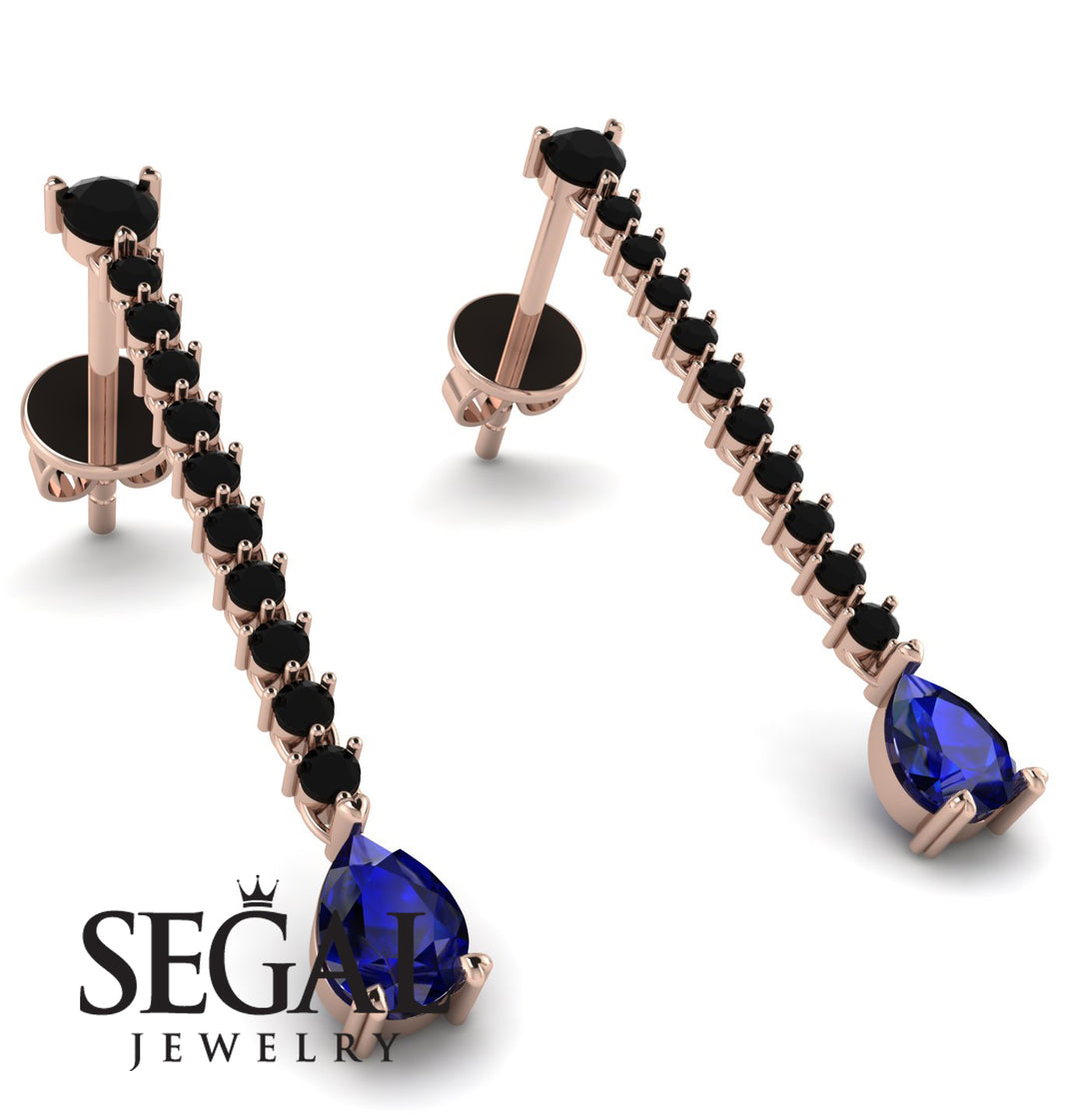 Hanging Oval Sapphire Earrings - Tatiana No. 68