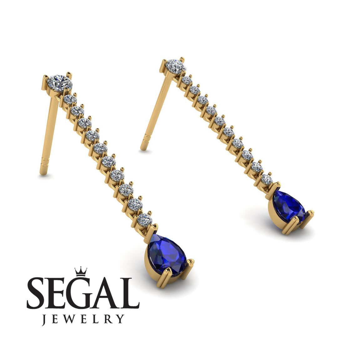 Hanging Oval Sapphire Earrings - Tatiana No. 61