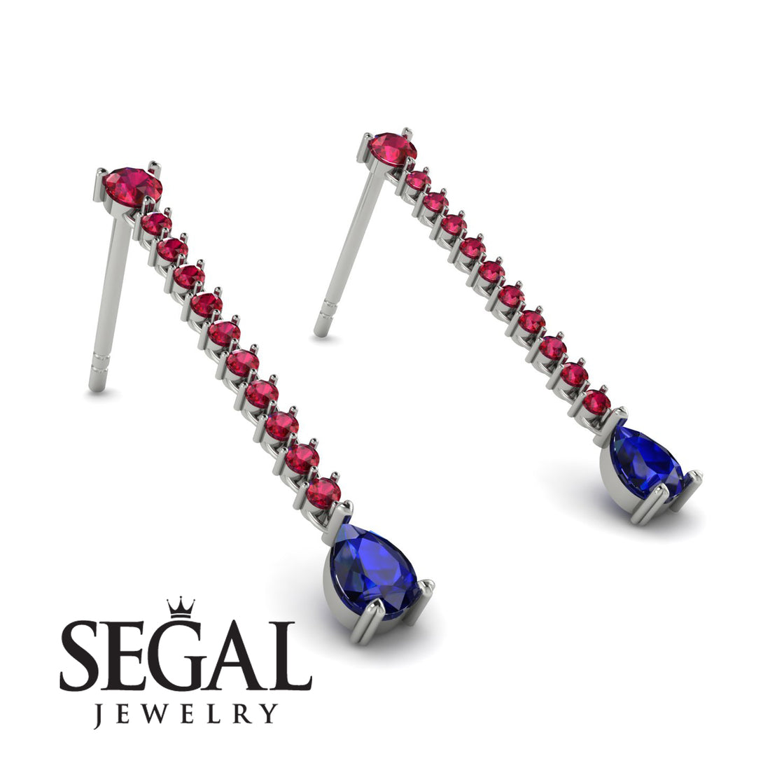 Hanging Oval Sapphire Earrings - Tatiana No. 72