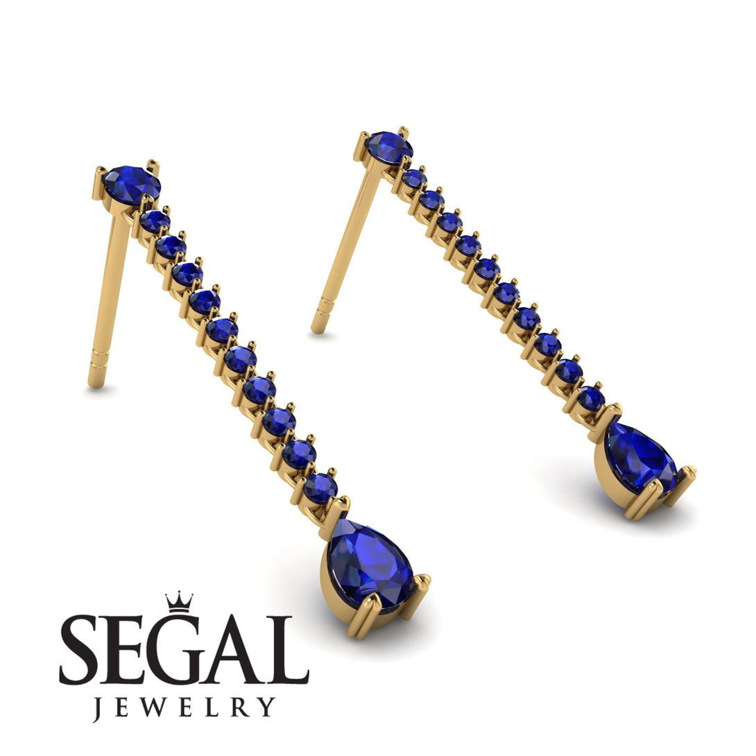 Hanging Oval Sapphire Earrings - Tatiana No. 73