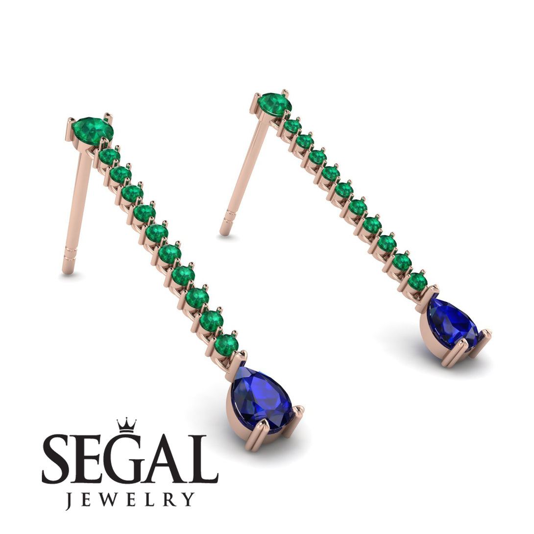 Hanging Oval Sapphire Earrings - Tatiana No. 65