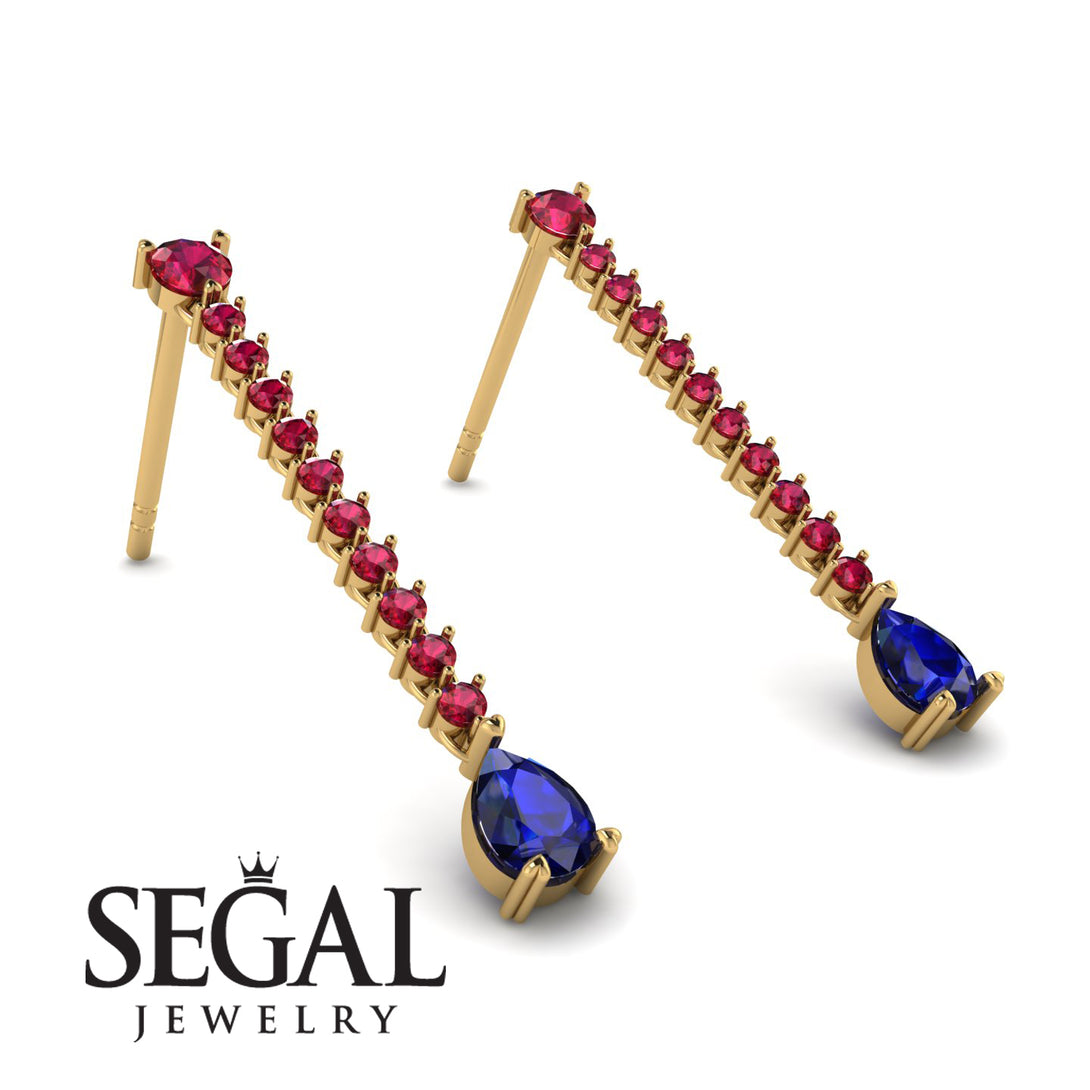 Hanging Oval Sapphire Earrings - Tatiana No. 70