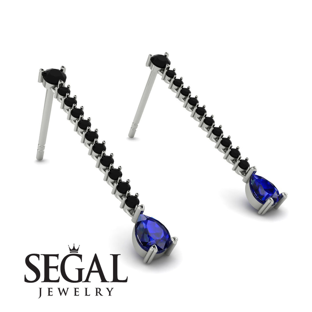 Hanging Oval Sapphire Earrings - Tatiana No. 69