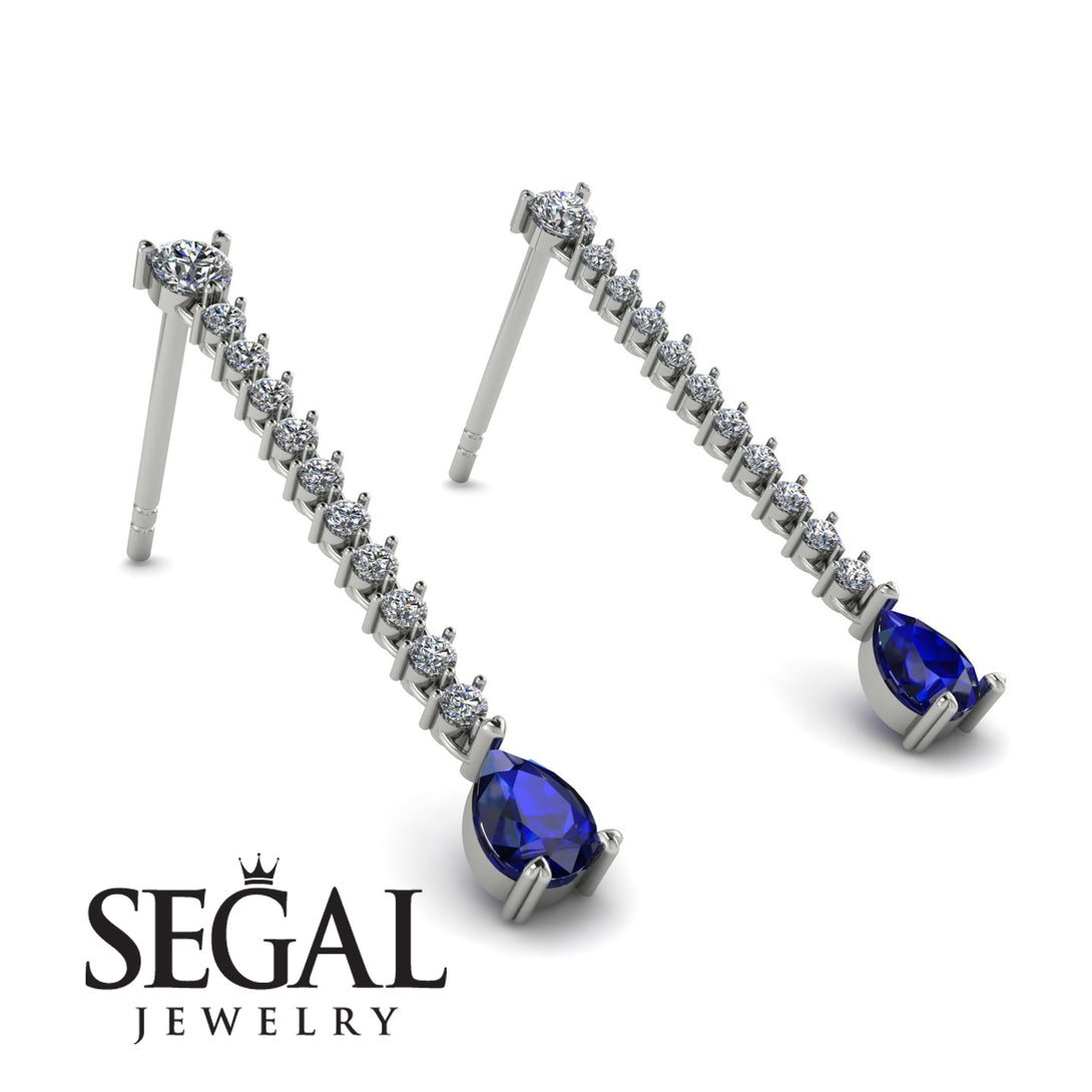 Hanging Oval Sapphire Earrings - Tatiana No. 63