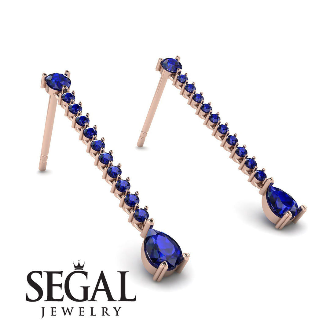 Hanging Oval Sapphire Earrings - Tatiana No. 74