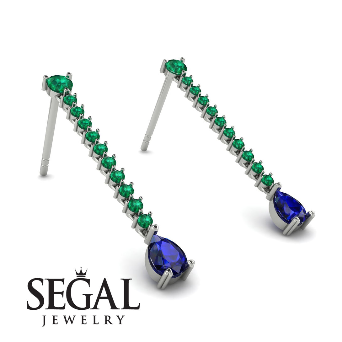 Hanging Oval Sapphire Earrings - Tatiana No. 66