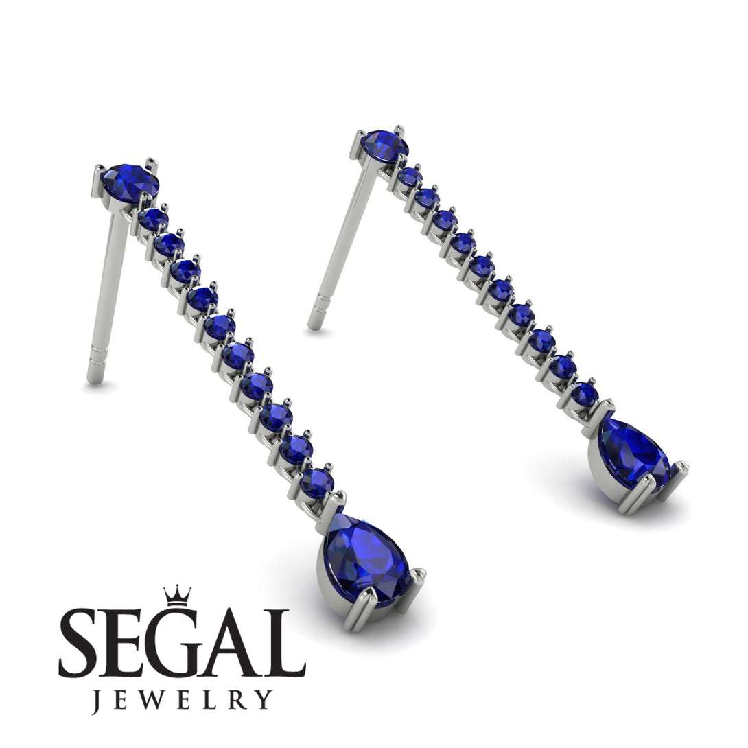 Hanging Oval Sapphire Earrings - Tatiana No. 75
