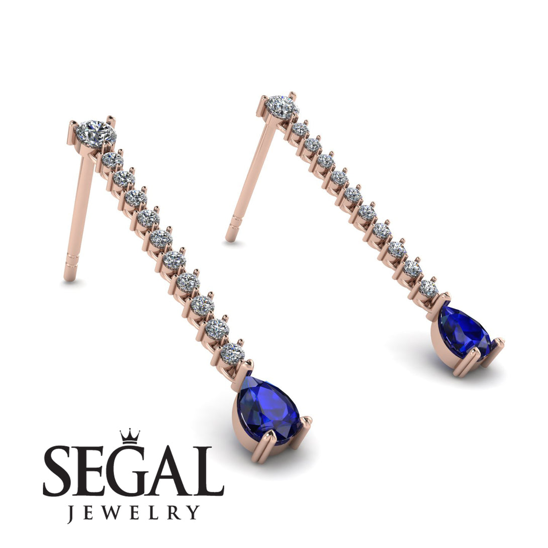 Hanging Oval Sapphire Earrings - Tatiana No. 62