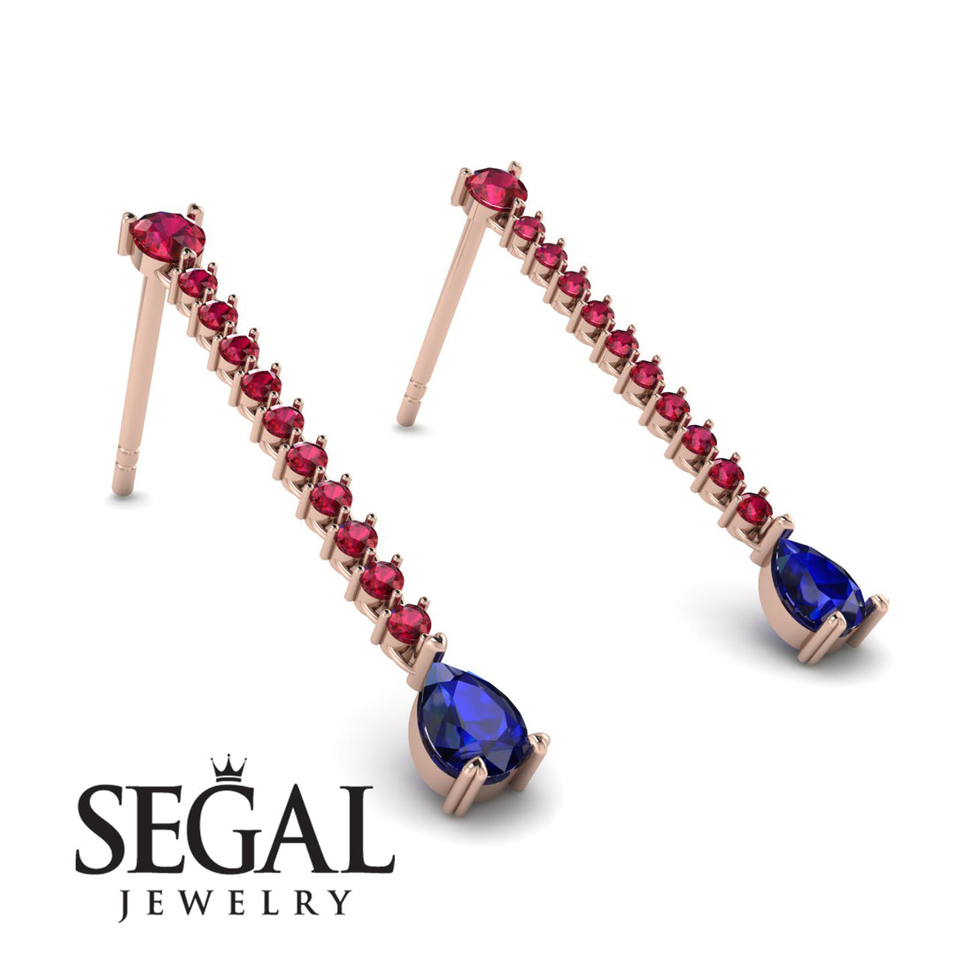 Hanging Oval Sapphire Earrings - Tatiana No. 71