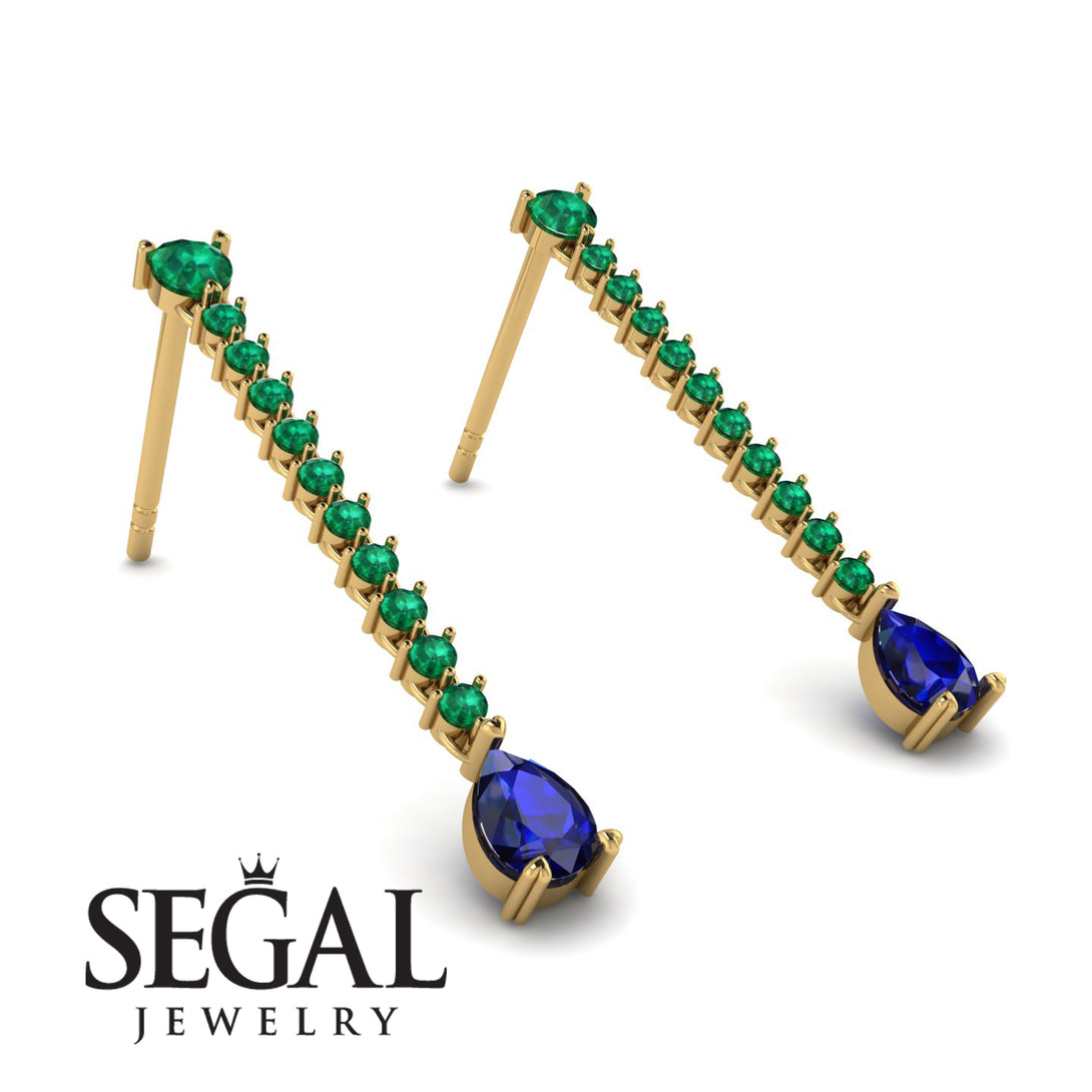 Hanging Oval Sapphire Earrings - Tatiana No. 64