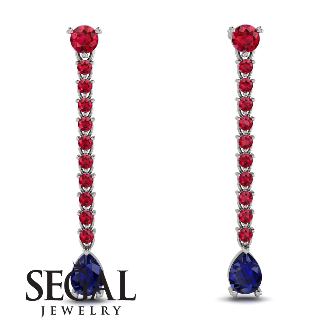Hanging Oval Sapphire Earrings - Tatiana No. 72
