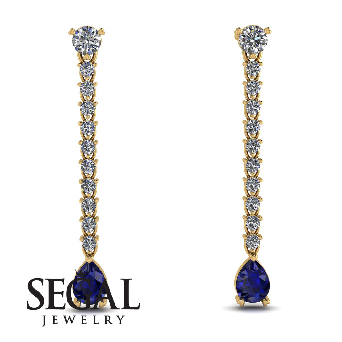 Hanging Oval Sapphire Earrings - Tatiana No. 61