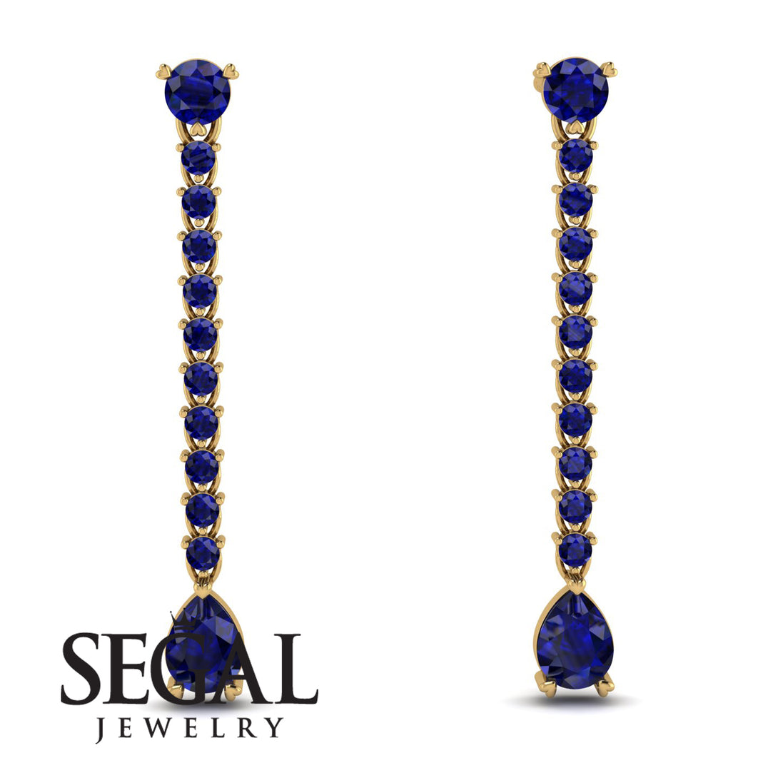 Hanging Oval Sapphire Earrings - Tatiana No. 73