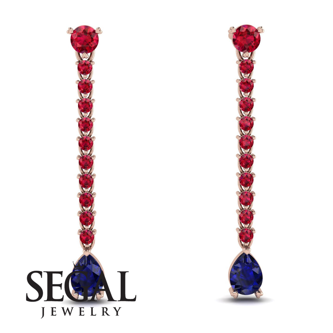 Hanging Oval Sapphire Earrings - Tatiana No. 71