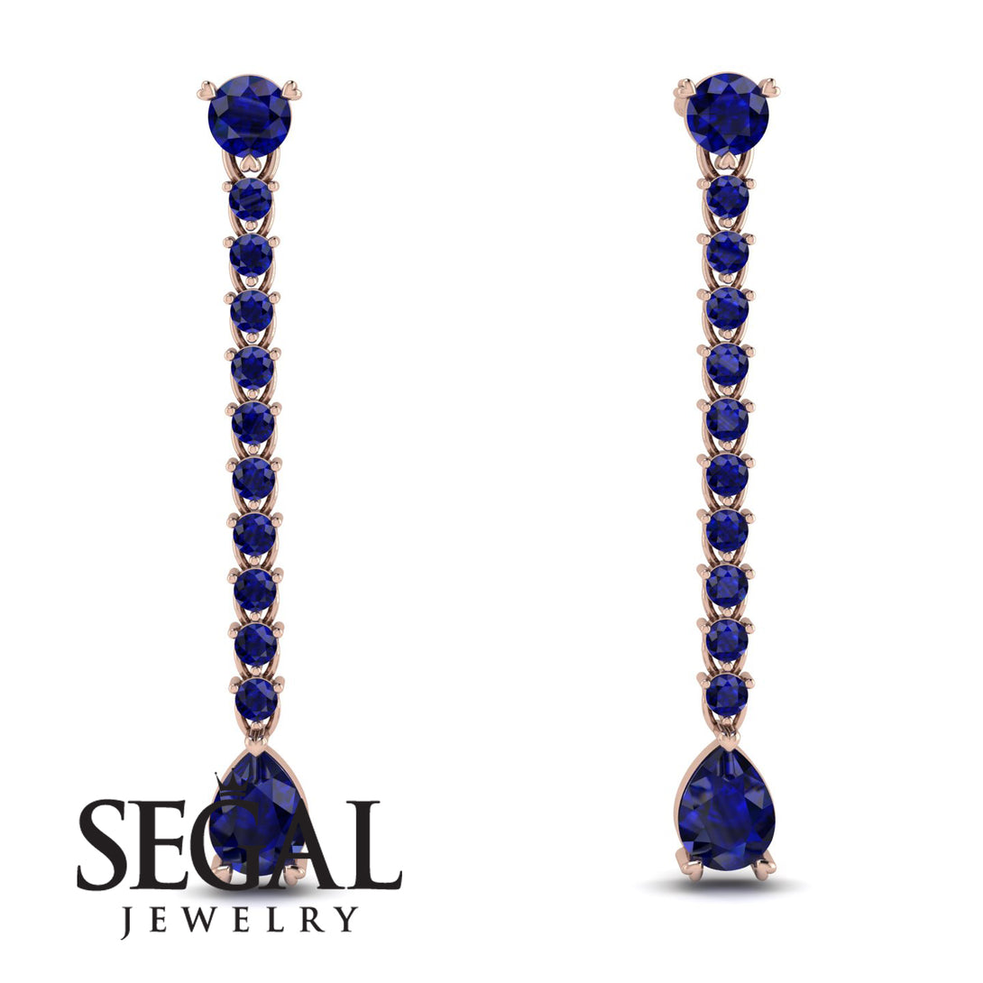 Hanging Oval Sapphire Earrings - Tatiana No. 74