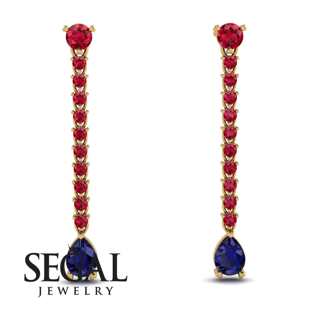 Hanging Oval Sapphire Earrings - Tatiana No. 70