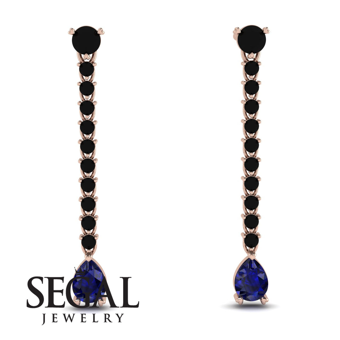 Hanging Oval Sapphire Earrings - Tatiana No. 68