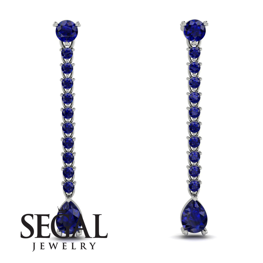 Hanging Oval Sapphire Earrings - Tatiana No. 75