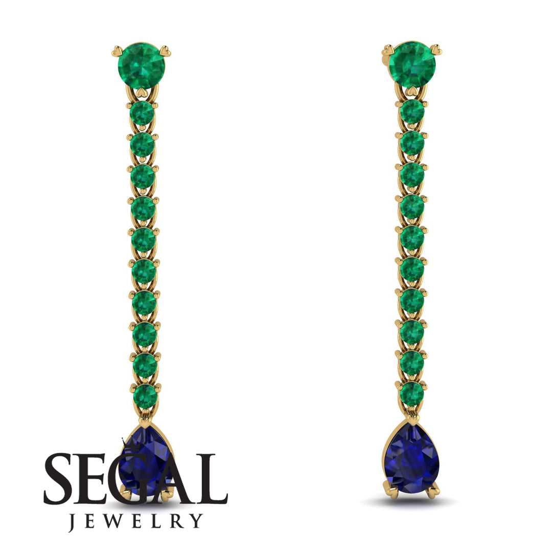 Hanging Oval Sapphire Earrings - Tatiana No. 64