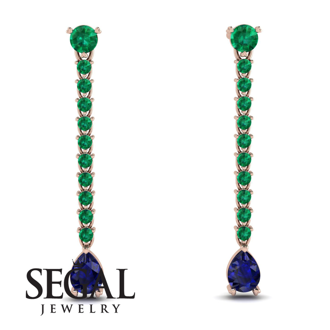 Hanging Oval Sapphire Earrings - Tatiana No. 65