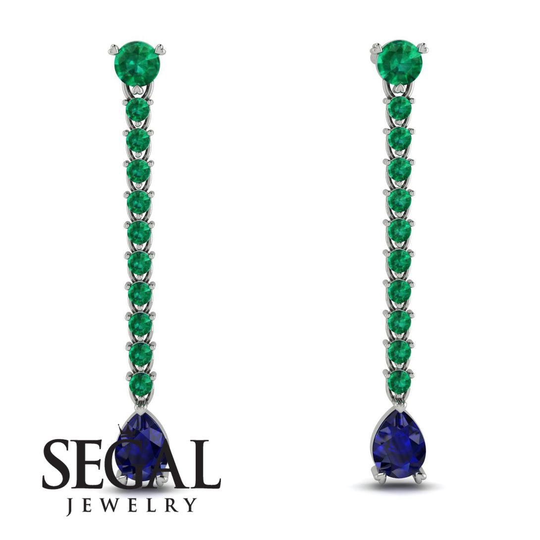 Hanging Oval Sapphire Earrings - Tatiana No. 66