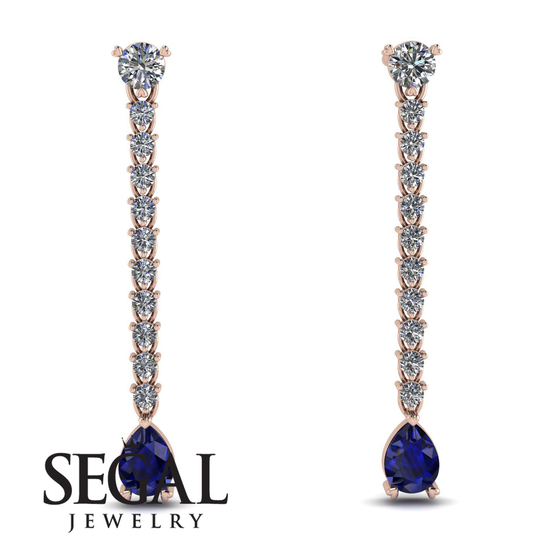 Hanging Oval Sapphire Earrings - Tatiana No. 62