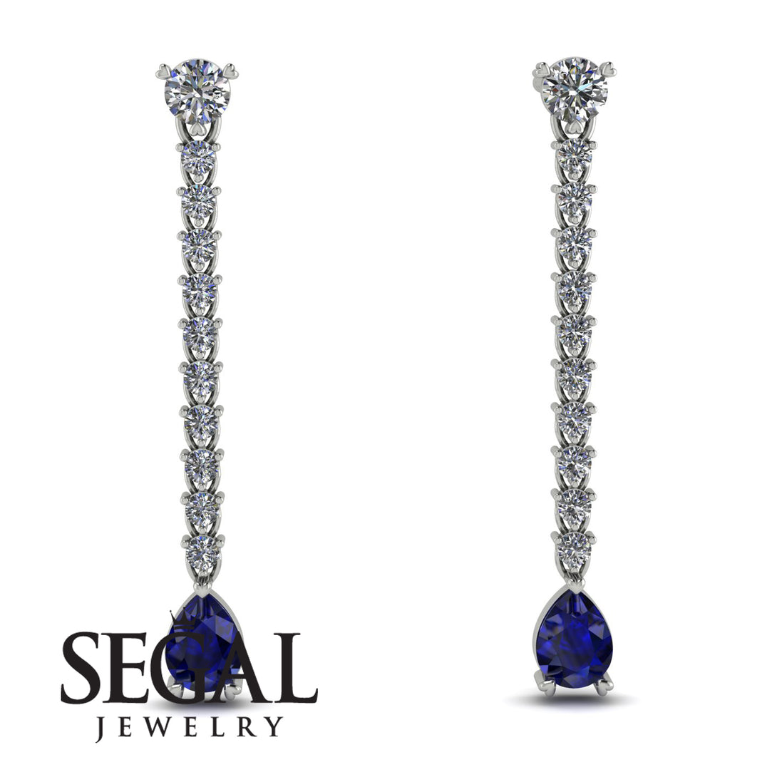 Hanging Oval Sapphire Earrings - Tatiana No. 63