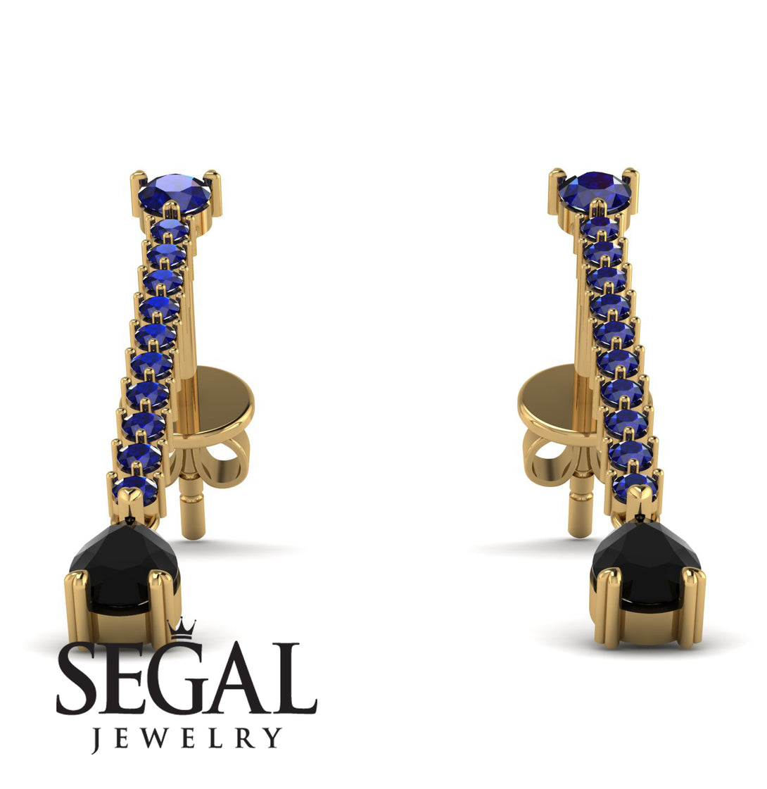 Hanging Oval Black Diamond Earrings - Tatiana No. 43