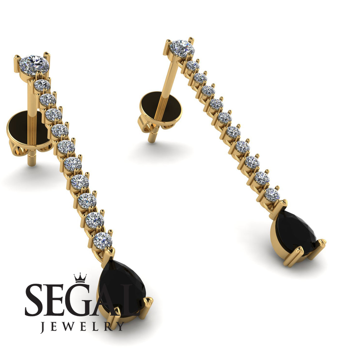 Hanging Oval Black Diamond Earrings - Tatiana No. 31