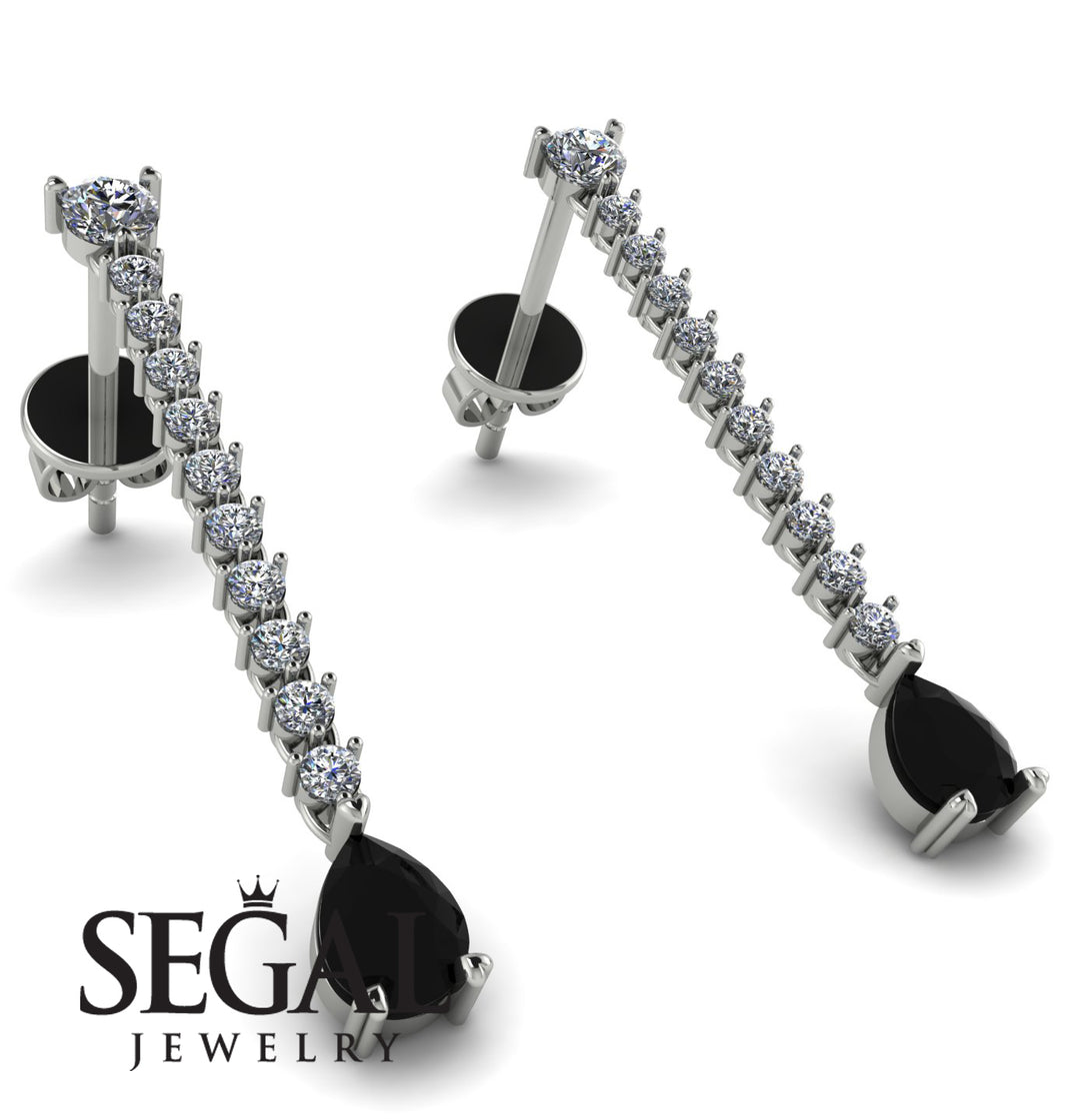 Hanging Oval Black Diamond Earrings - Tatiana No. 33