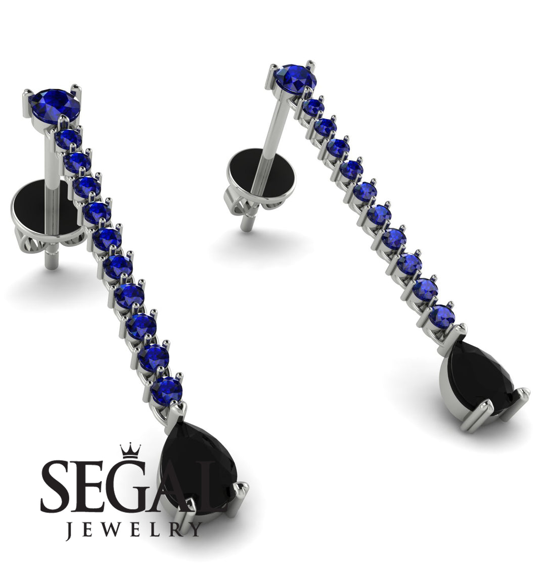 Hanging Oval Black Diamond Earrings - Tatiana No. 45