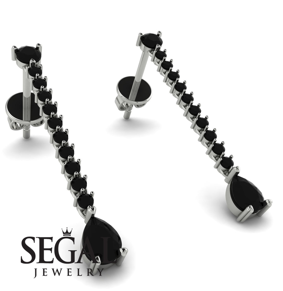 Hanging Oval Black Diamond Earrings - Tatiana No. 39