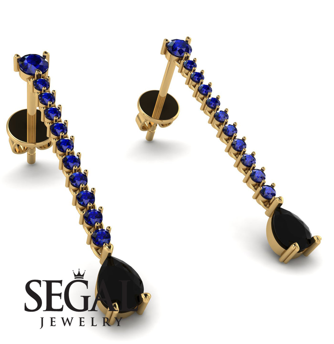 Hanging Oval Black Diamond Earrings - Tatiana No. 43