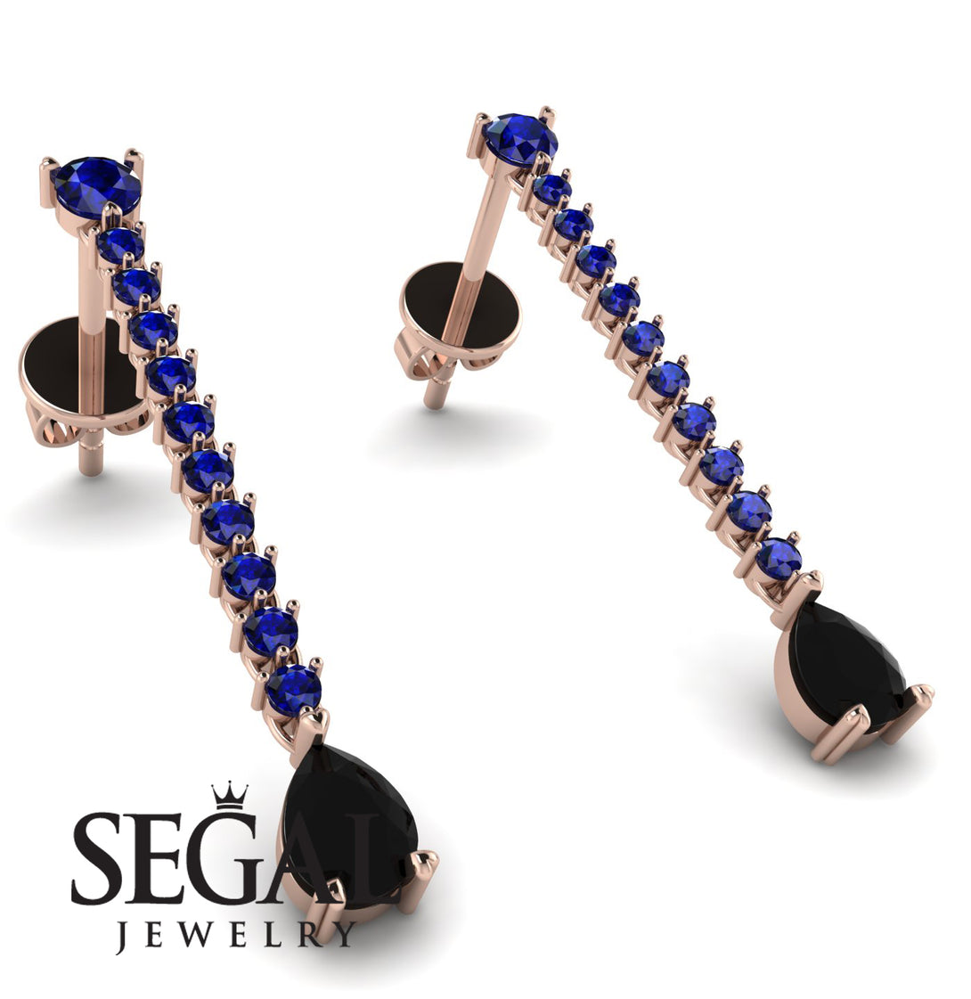 Hanging Oval Black Diamond Earrings - Tatiana No. 44