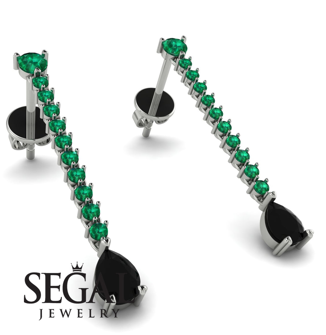 Hanging Oval Black Diamond Earrings - Tatiana No. 36