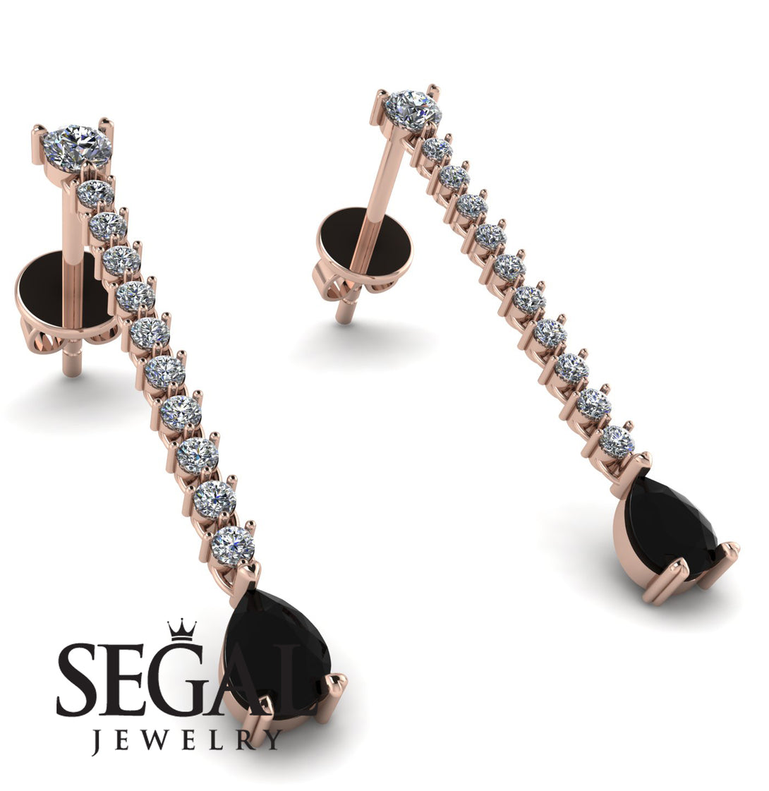 Hanging Oval Black Diamond Earrings - Tatiana No. 32