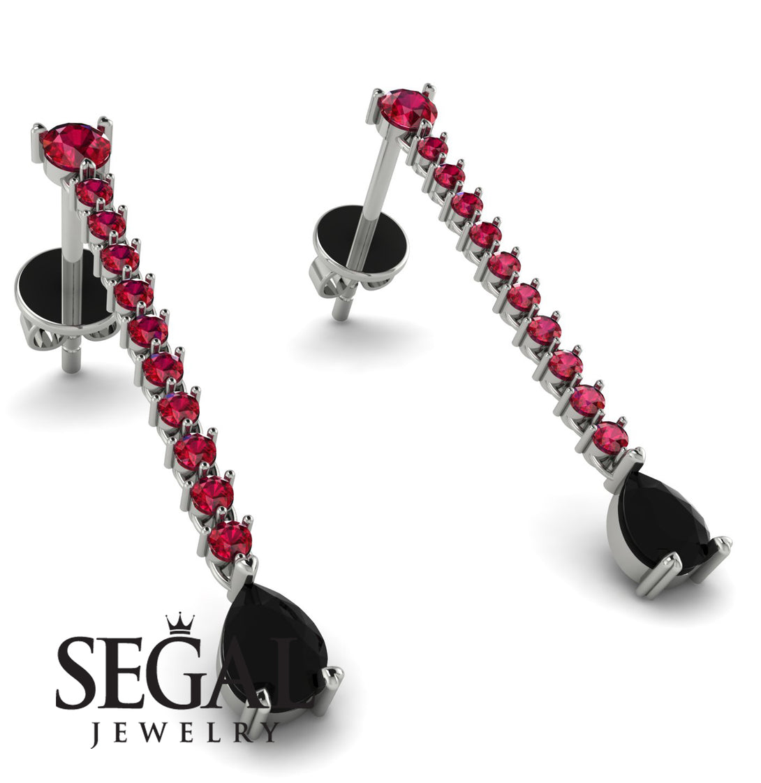Hanging Oval Black Diamond Earrings - Tatiana No. 42