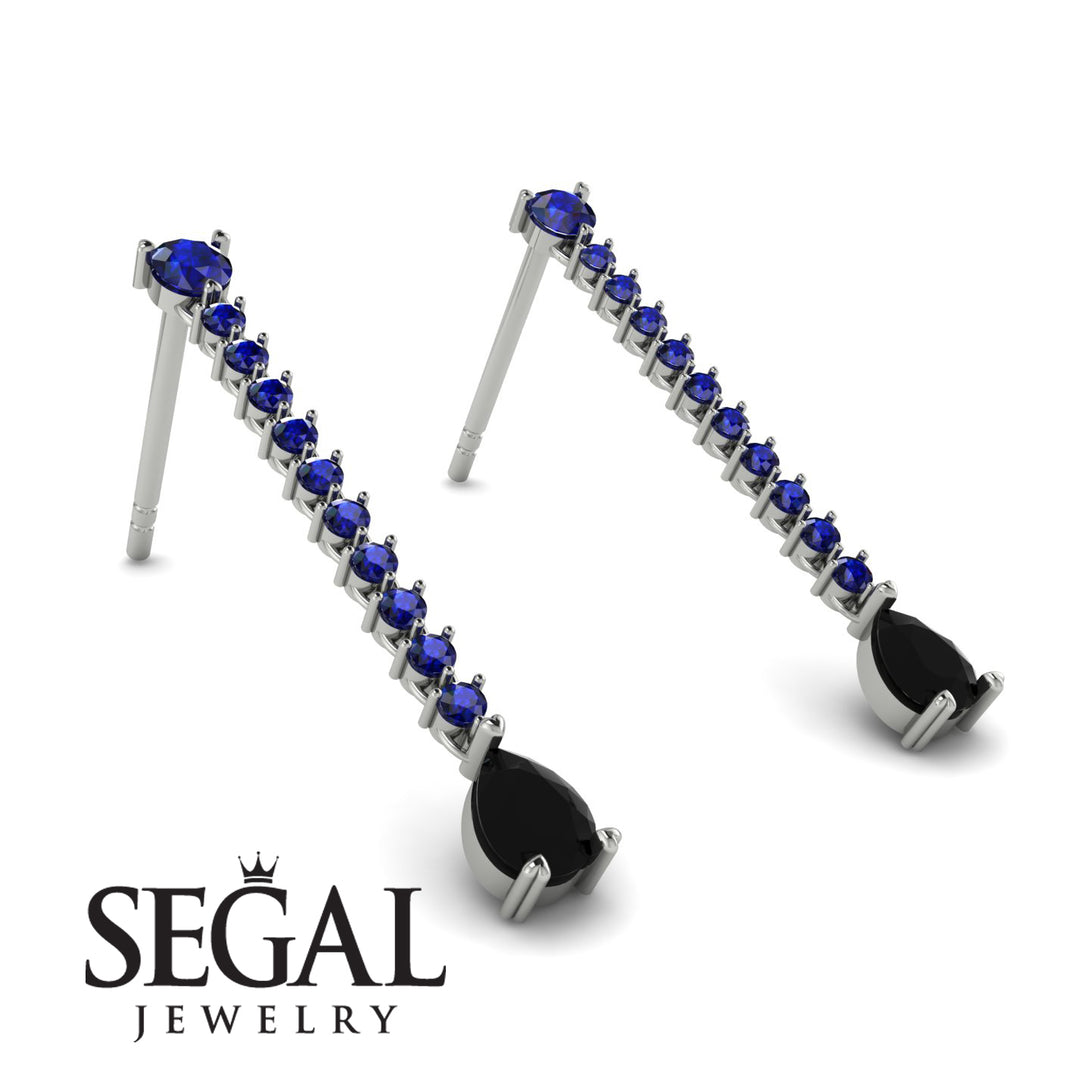 Hanging Oval Black Diamond Earrings - Tatiana No. 45