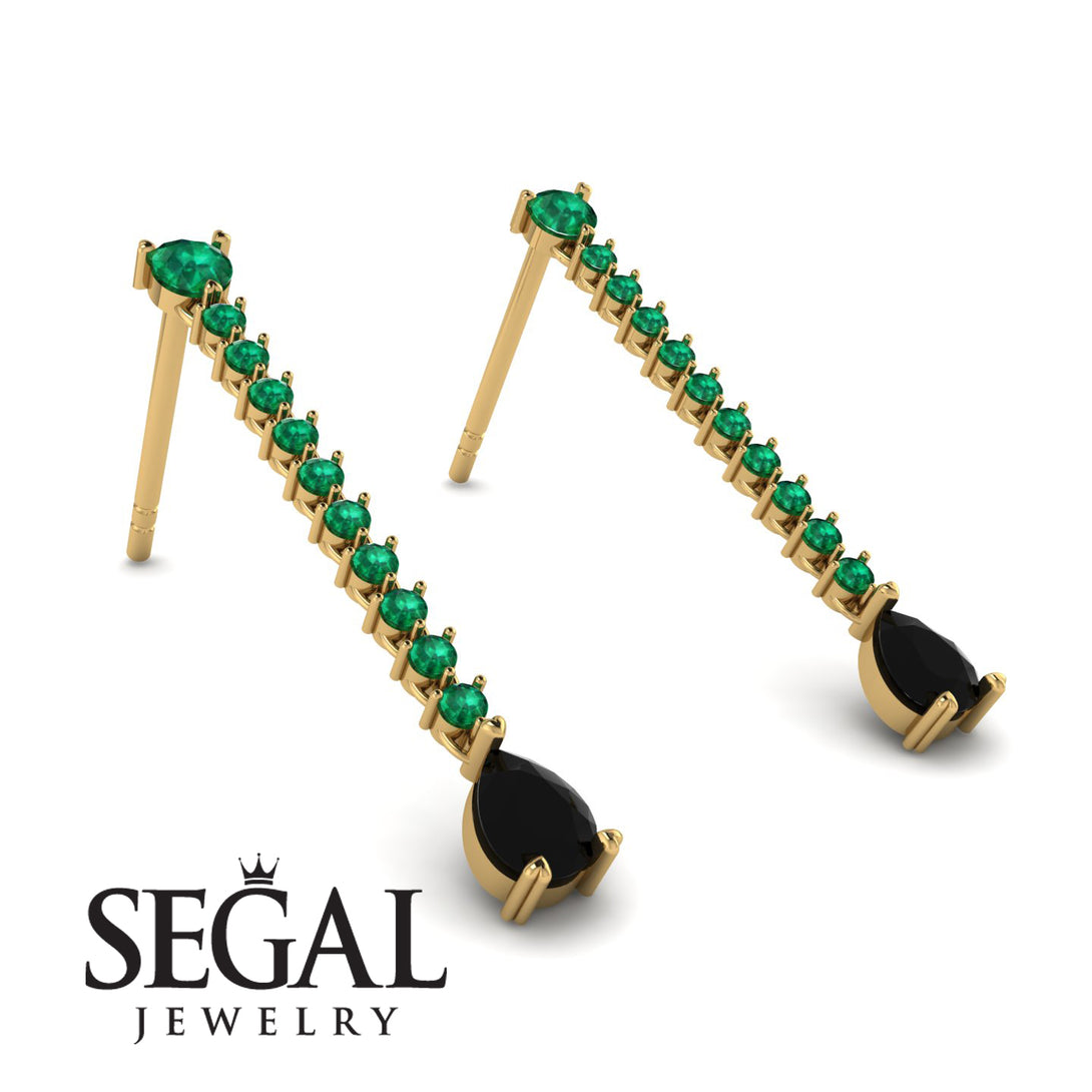 Hanging Oval Black Diamond Earrings - Tatiana No. 34
