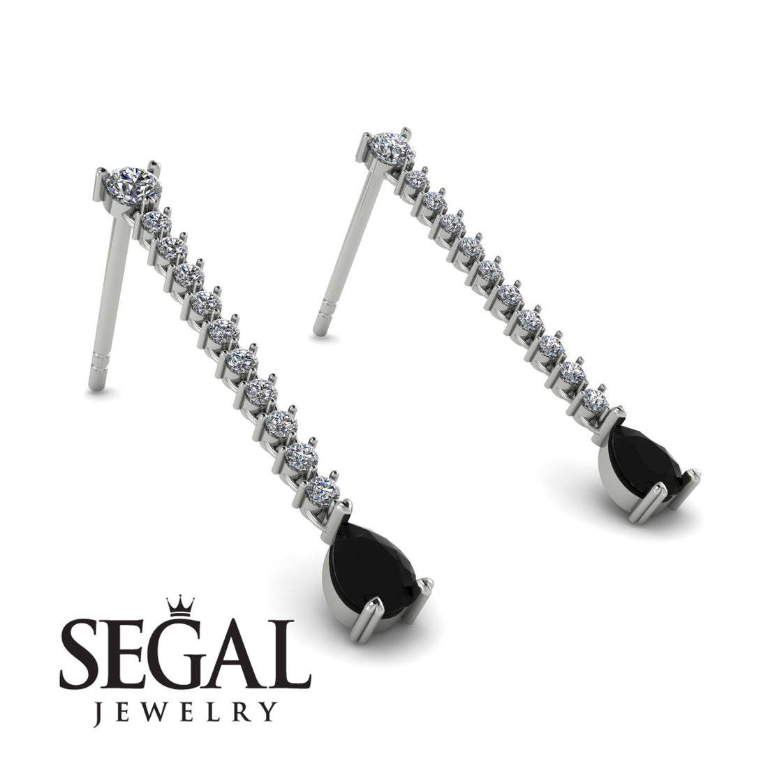 Hanging Oval Black Diamond Earrings - Tatiana No. 33