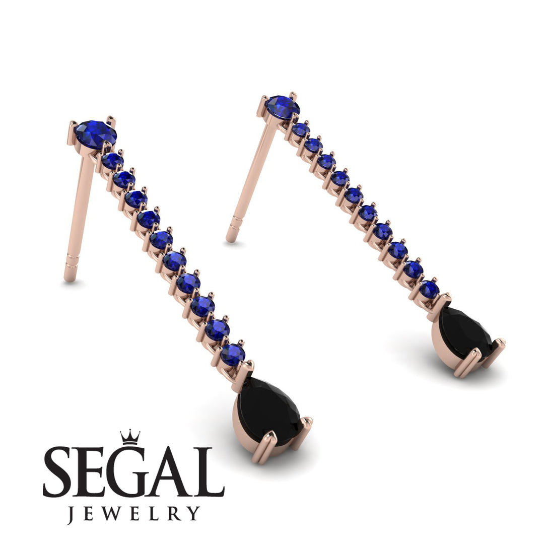 Hanging Oval Black Diamond Earrings - Tatiana No. 44