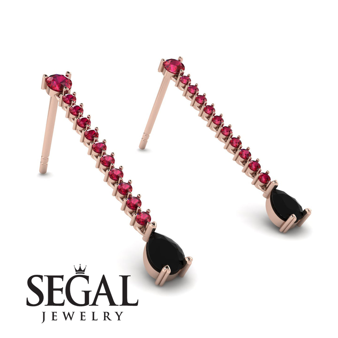 Hanging Oval Black Diamond Earrings - Tatiana No. 41