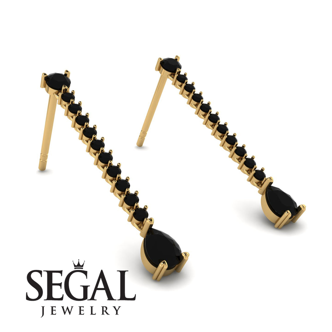 Hanging Oval Black Diamond Earrings - Tatiana No. 37