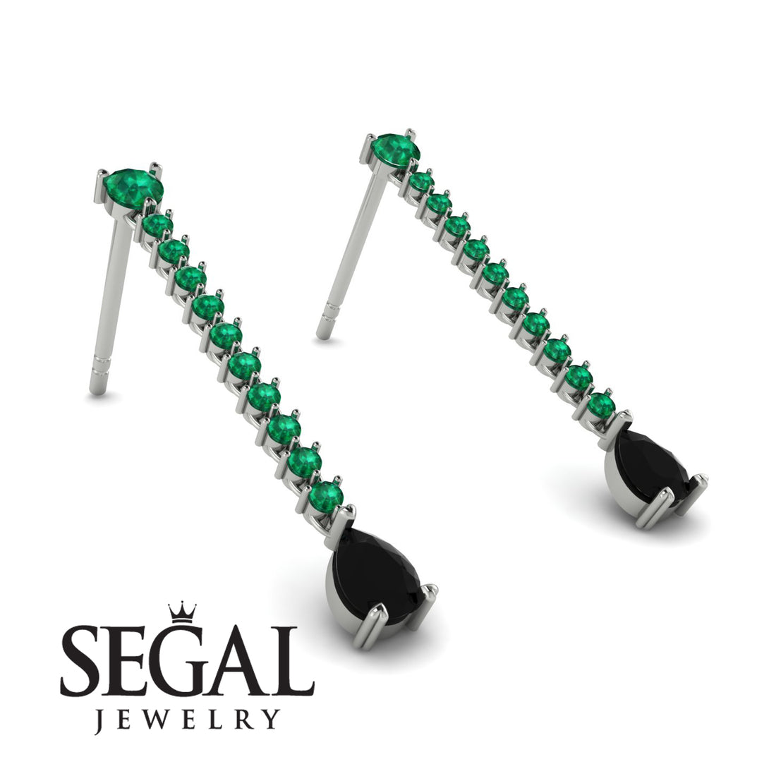 Hanging Oval Black Diamond Earrings - Tatiana No. 36