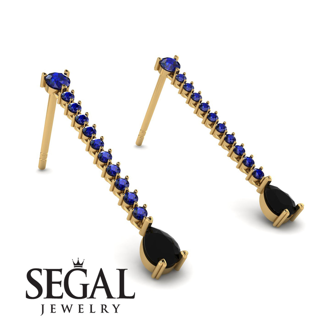 Hanging Oval Black Diamond Earrings - Tatiana No. 43