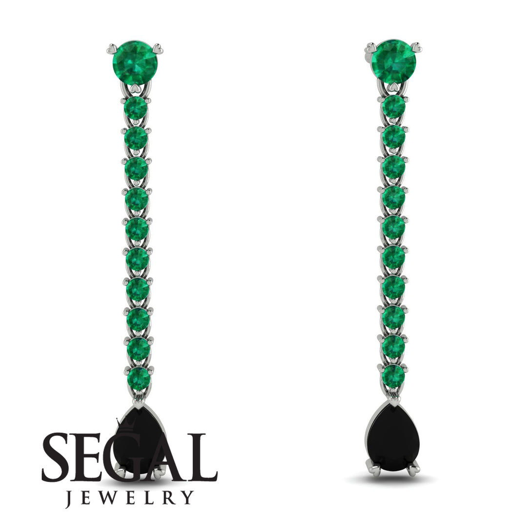 Hanging Oval Black Diamond Earrings - Tatiana No. 36