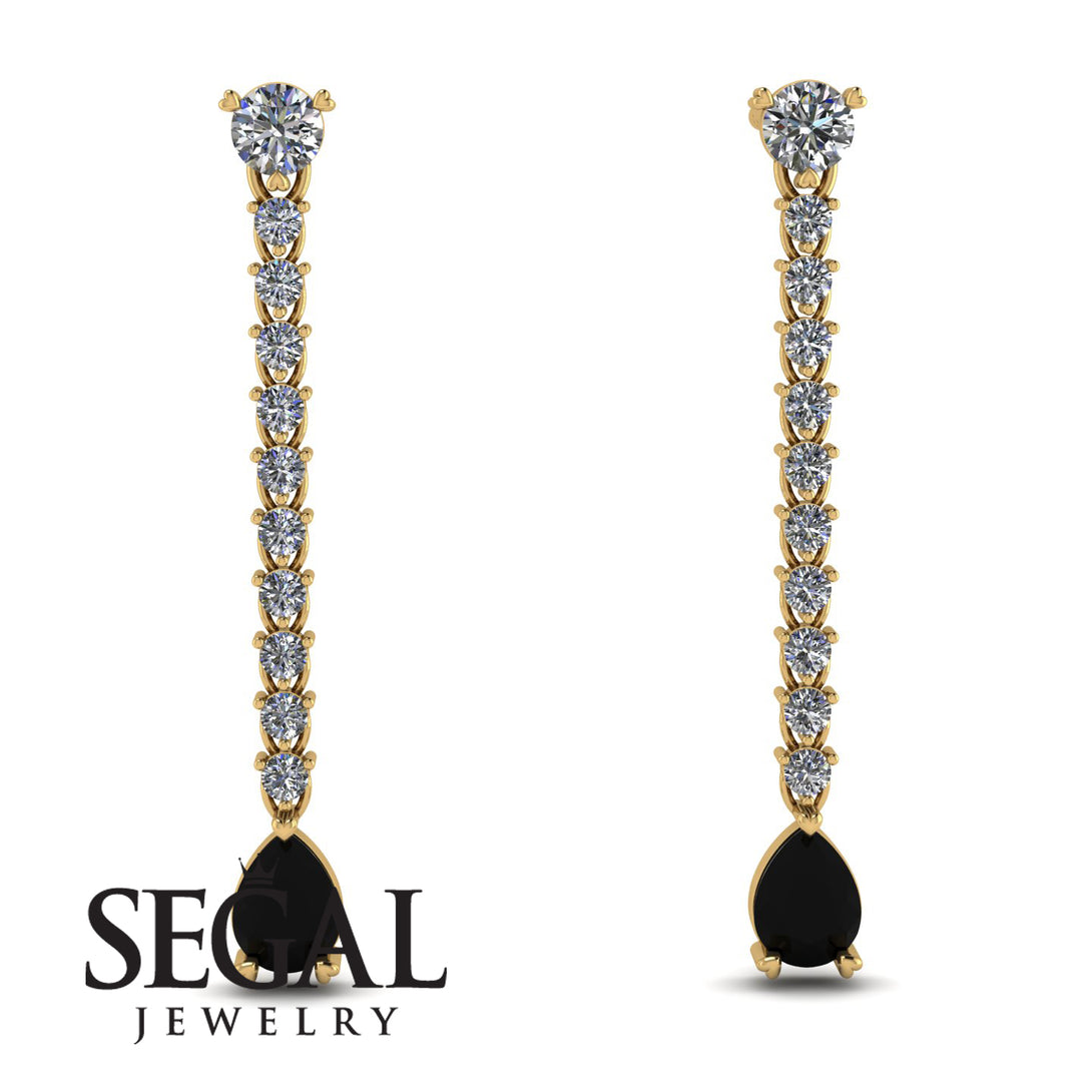 Hanging Oval Black Diamond Earrings - Tatiana No. 31