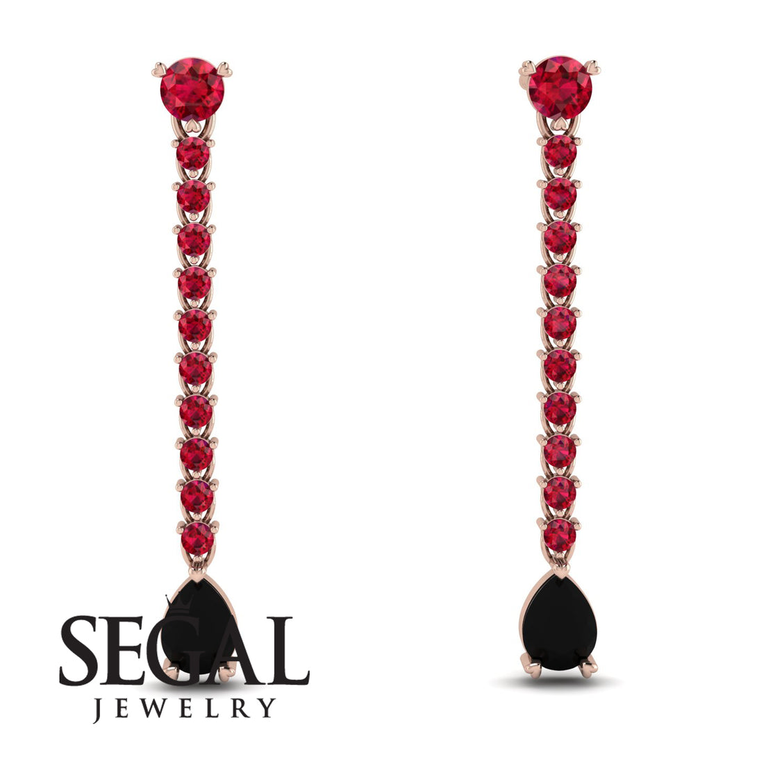 Hanging Oval Black Diamond Earrings - Tatiana No. 41