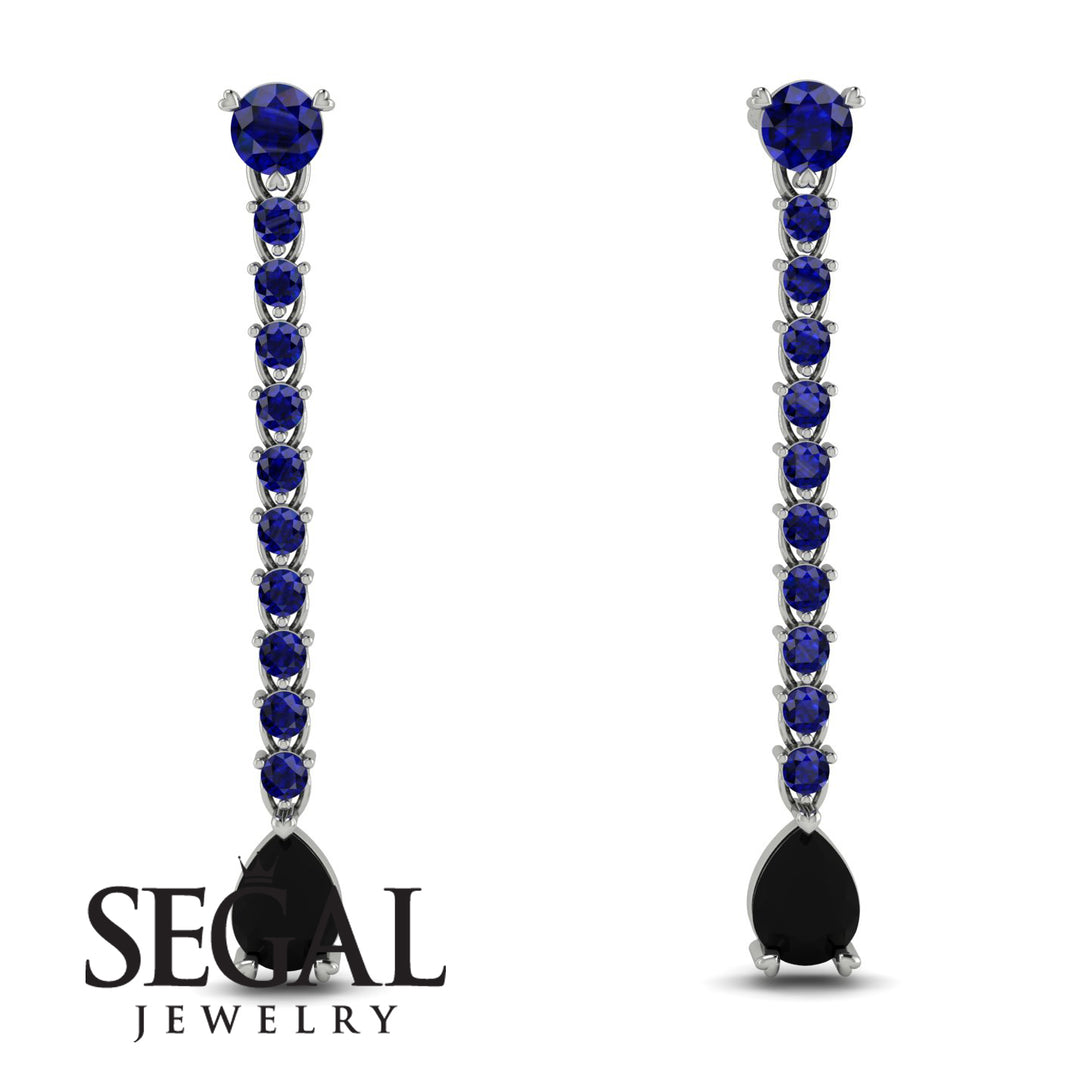Hanging Oval Black Diamond Earrings - Tatiana No. 45